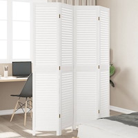 vidaXL Rumsavdelare 4 paneler vit massivt kejsarträ