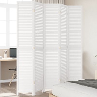 vidaXL Rumsavdelare 5 paneler vit massivt kejsarträ