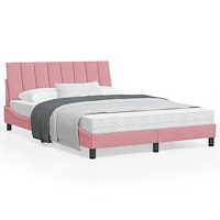 vidaXL Sängram med huvudgavel rosa 140x190 cm sammet