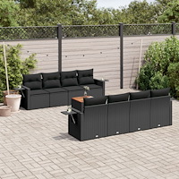 vidaXL Loungegrupp för trädgården m dynor 9 delar svart konstrottning