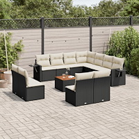 vidaXL Loungegrupp med dynor 12 delar svart konstrotting