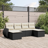 vidaXL Loungegrupp med dynor 6 delar svart konstrotting
