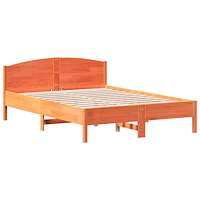 vidaXL Sängram utan madrass vaxbrun 150x200 cm massiv furu