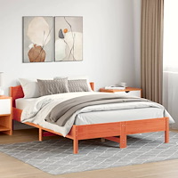 vidaXL Sängram utan madrass vaxbrun 150x200 cm massiv furu