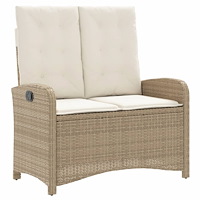 vidaXL Soffgrupp för trädgården med dynor 4 delar beige konstrotting