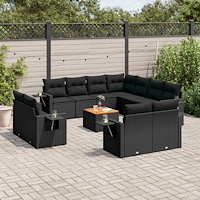 vidaXL Loungegrupp med dynor 12 delar svart konstrotting