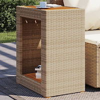 vidaXL Trädgårdsbord med träskiva beige 60x40x75 cm konstrotting