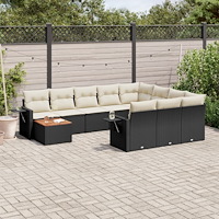 vidaXL Loungegrupp för trädgården m. dynor 11 delar konstrotting svart