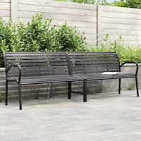 vidaXL Trädgårdsbänk dubbel svart 231 cm stål och WPC