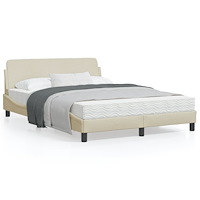 vidaXL Sängram utan madrass gräddvit 140x190 cm tyg