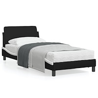 vidaXL Sängram med huvudgavel svart och vit 90x190 cm konstläder