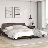 vidaXL Sängram med huvudgavel brun 180x200 cm konstläder