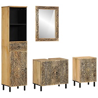 vidaXL Badrumsmöbler 4 delar massivt mangoträ