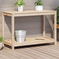 vidaXL Växtbord med hylla 108x50x75 cm massivt furu