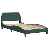 vidaXL Sängram utan madrass mörkgrön 100x200 cm sammet