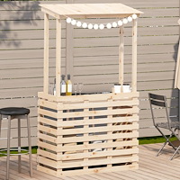 vidaXL Barbord för trädgården med tak 112,5x57x195,5 cm massivt trä