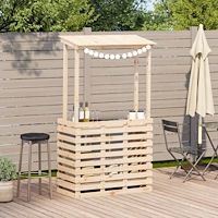 vidaXL Barbord för trädgården med tak 112,5x57x195,5 cm massivt trä