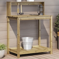 vidaXL Växtbord med hyllor 82,5x50x109,5 cm impregnerad furu