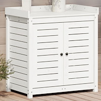 vidaXL Växtbord med hyllor vit 82,5x50x86,5 cm massiv furu