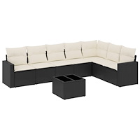 vidaXL Loungegrupp för trädgården med dynor 8 delar svart konstrotting