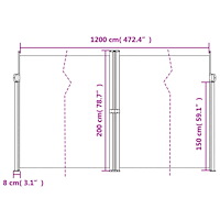 vidaXL Infällbar sidomarkis gräddvit 200x1200 cm