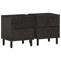 vidaXL Sängbord 2 st svart 40x33x46 cm massivt mangoträ