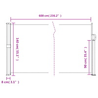 vidaXL Infällbar sidomarkis blå 140x600 cm