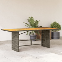 vidaXL Trädgårdsbord med akaciaträ grå 190x80x74 cm konstrotting