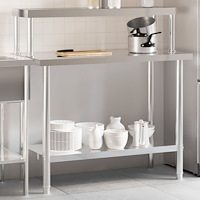 vidaXL Arbetsbord med överhylla 110x55x120 cm rostfritt stål