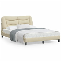 vidaXL Sängram utan madrass gräddvit 140x190 cm tyg