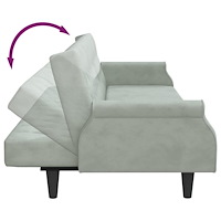 vidaXL Bäddsoffa 2-sits med kuddar och fotpall ljusgrå sammet