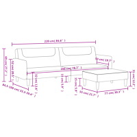 vidaXL Bäddsoffa 2-sits med fotpall ljusgrå tyg
