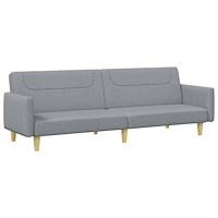 vidaXL Bäddsoffa 2-sits med fotpall ljusgrå tyg