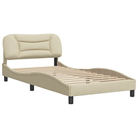 vidaXL Sängram utan madrass gräddvit 100x200 cm tyg