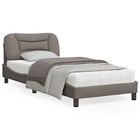 vidaXL Sängram utan madrass Taupe 90x200 cm tyg