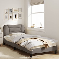 vidaXL Sängram utan madrass Taupe 90x190 cm tyg
