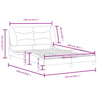 vidaXL Sängram utan madrass mörkgrå 120x200 cm tyg