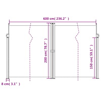 vidaXL Infällbar sidomarkis 200x600 cm antracit