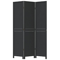 vidaXL Rumsavdelare 3 paneler svart massivt kejsarträ