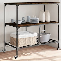 vidaXL Köksvagn rökfärgad ek 100x50x95 cm konstruerat trä