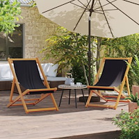 vidaXL Hopfällbara strandstolar 2 st svart tyg