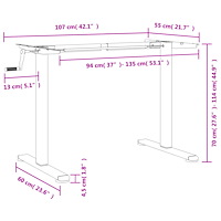 vidaXL Stativ för höjbart skrivbord svart (94-135)x60x(70-114) cm stål
