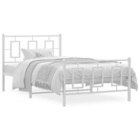 vidaXL Sängram med huvudgavel och fotgavel vit metall 100x200 cm