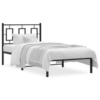 vidaXL Sängram med huvudgavel metall svart 90x190 cm