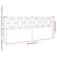 vidaXL Huvudgavel metall vit 193 cm