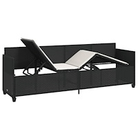 vidaXL Solsäng med dynor svart konstrotting