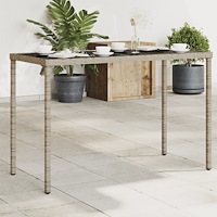 vidaXL Trädgårdsbord med glasskiva grå 115x54x74 cm konstrotting