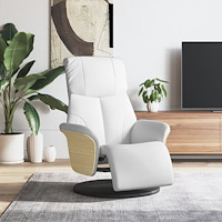 vidaXL Reclinerfåtölj med fotstöd vit konstläder