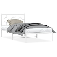 vidaXL Sängram med huvudgavel metall vit 100x200 cm