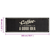 vidaXL Köksmatta maskintvättbar text Coffee 60x180 cm sammet